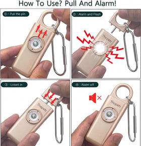 Thopeb alarm showing flashing strobe light for deterrence