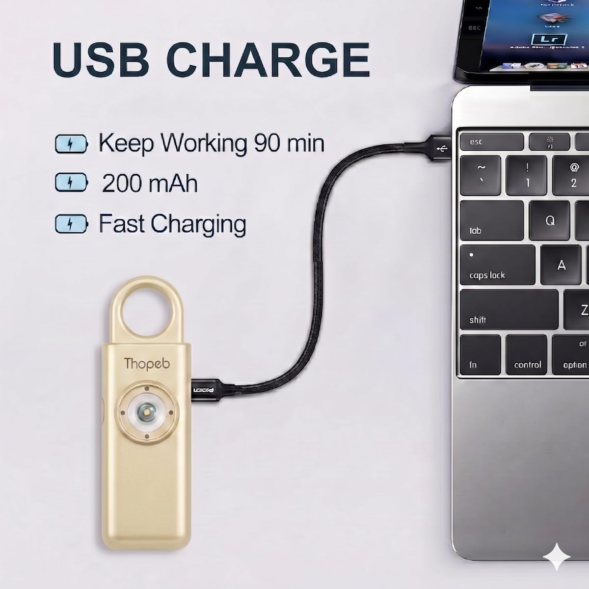 Thopeb rechargeable alarm charging for ready safety