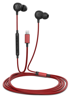 Thore V60 lightning earphones connected to an iPhone for Apple MFi compatibility.