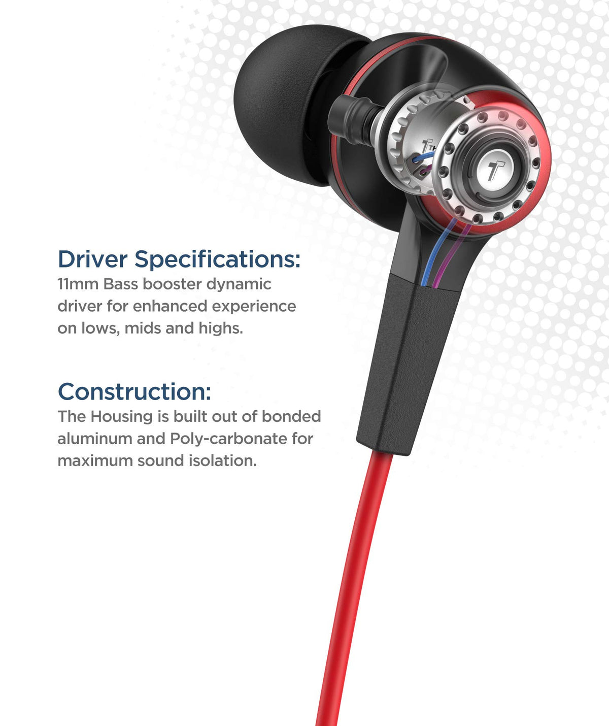Thore iPhone Earphones red side profile with Lightning connector for on-the-go use