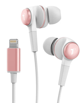 Thore iPhone Earphones V120 front view in rose gold for stylish daily listening