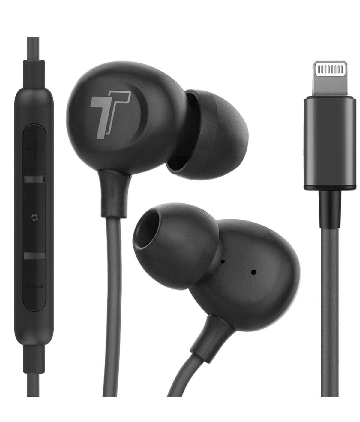 Thore V60 lightning earbuds with secure fit for iPhone.