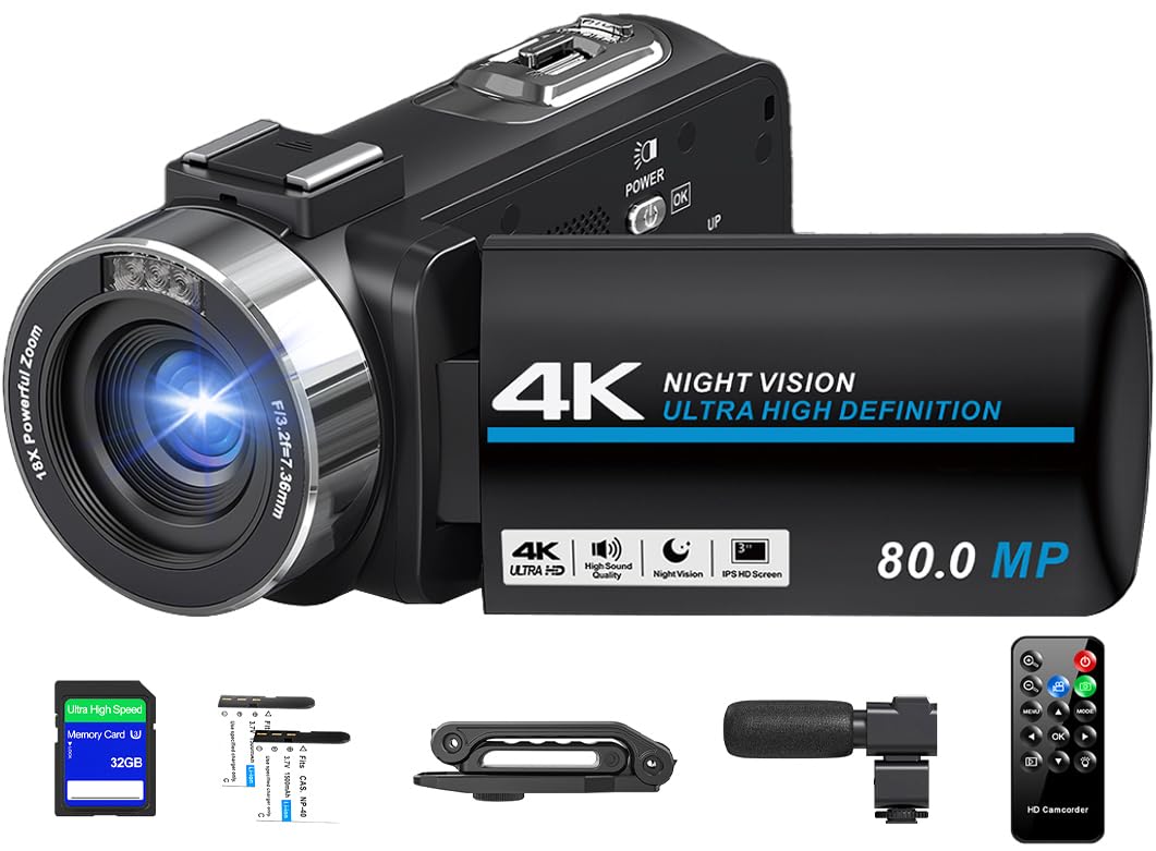 THPACIP camcorder front view shows 4K clarity for engaging vlogs