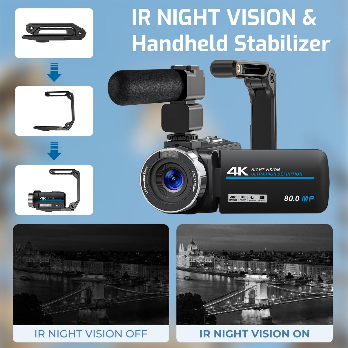THPACIP camcorder night vision demonstrates usable low light filming