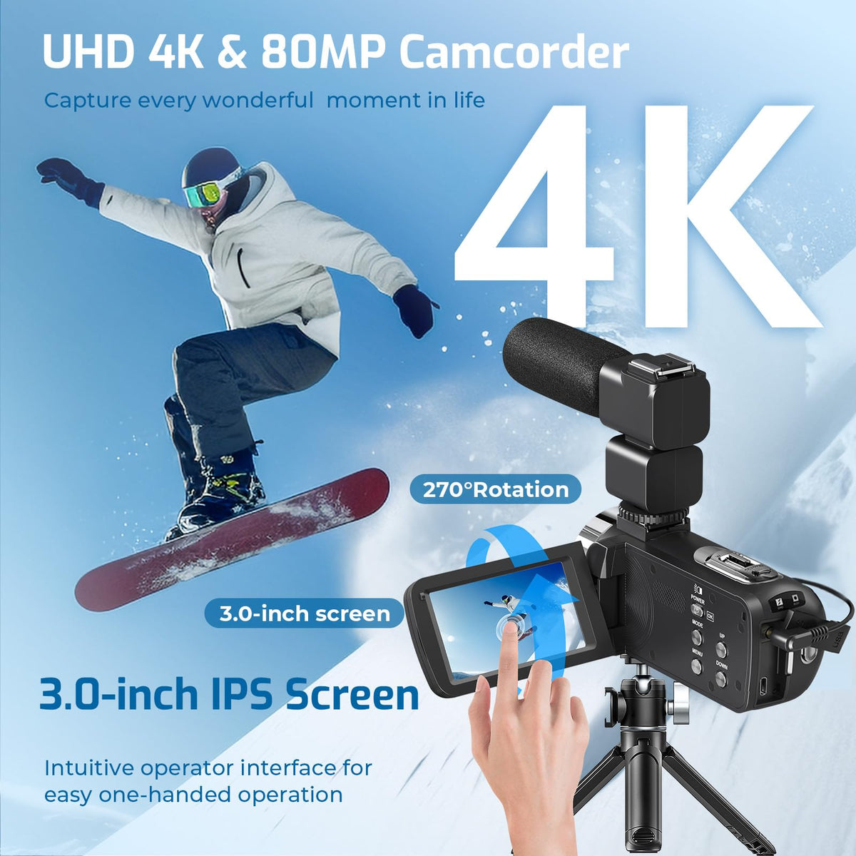 THPACIP camcorder side view highlights compact design for travel filming