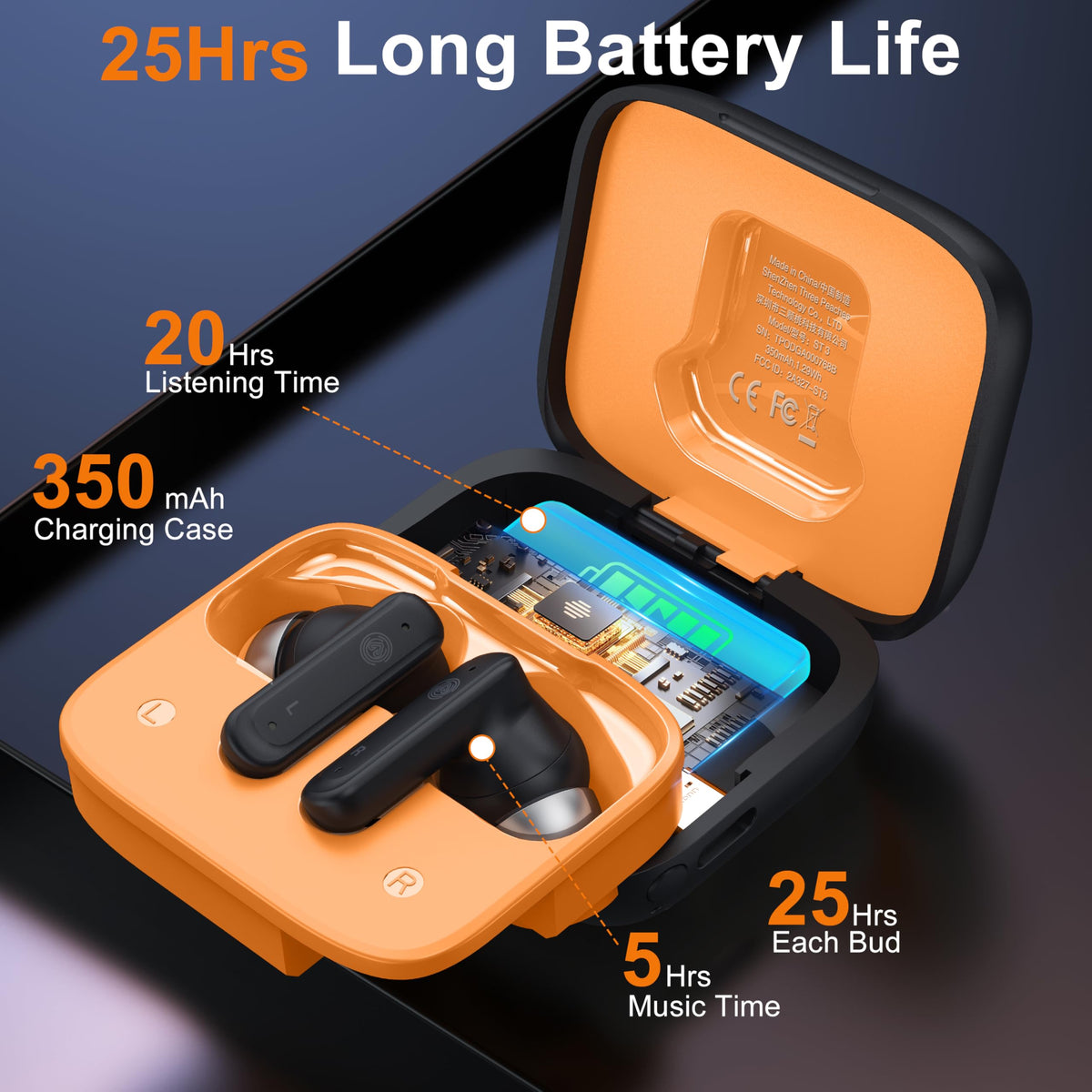 Three Peaches earbuds with ANC ENC reduce background noise during calls.