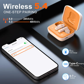 THREE PEACHES earbuds featuring ANC ENC for clearer calls and music