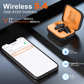 Three Peaches earbuds touch screen for quick controls at your fingertips.