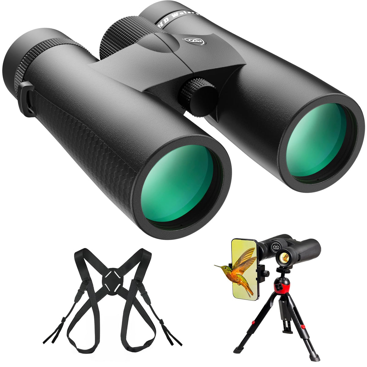 Three Triping 15x45 HD binoculars showing wide view for distant wildlife observation.