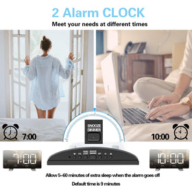 ThreeH alarm clock radio built-in backup battery preserves time when power is off.