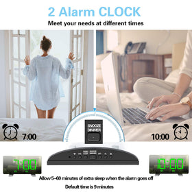 ThreeH compact bedside clock complements modern bedroom decor.