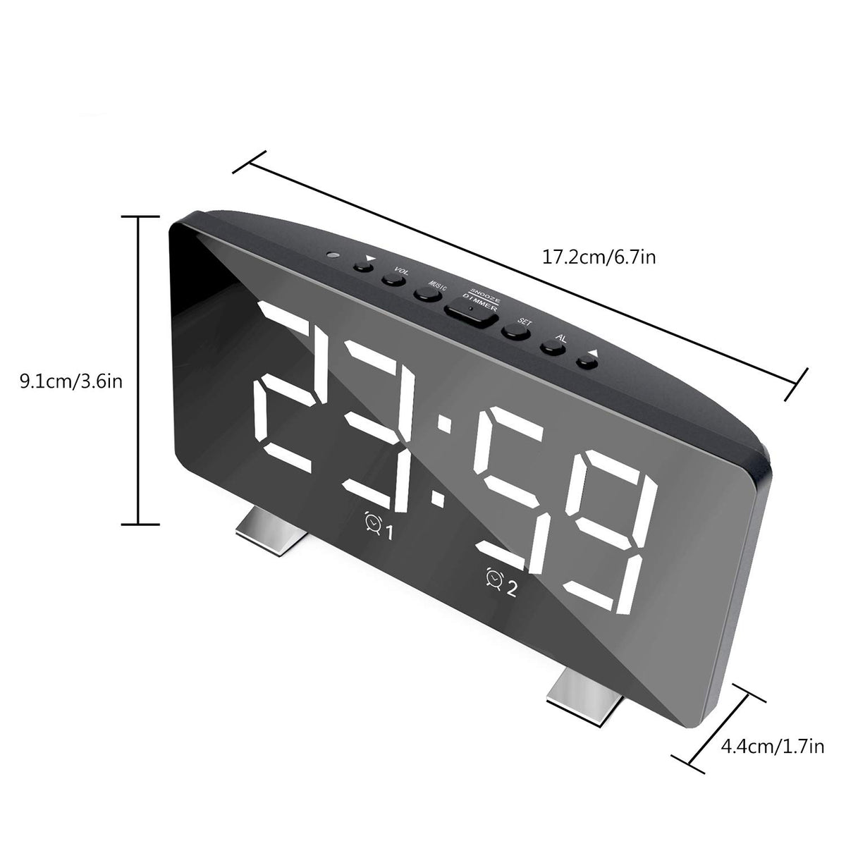 ThreeH alarm clock radio brightness control keeps night viewing comfortable.