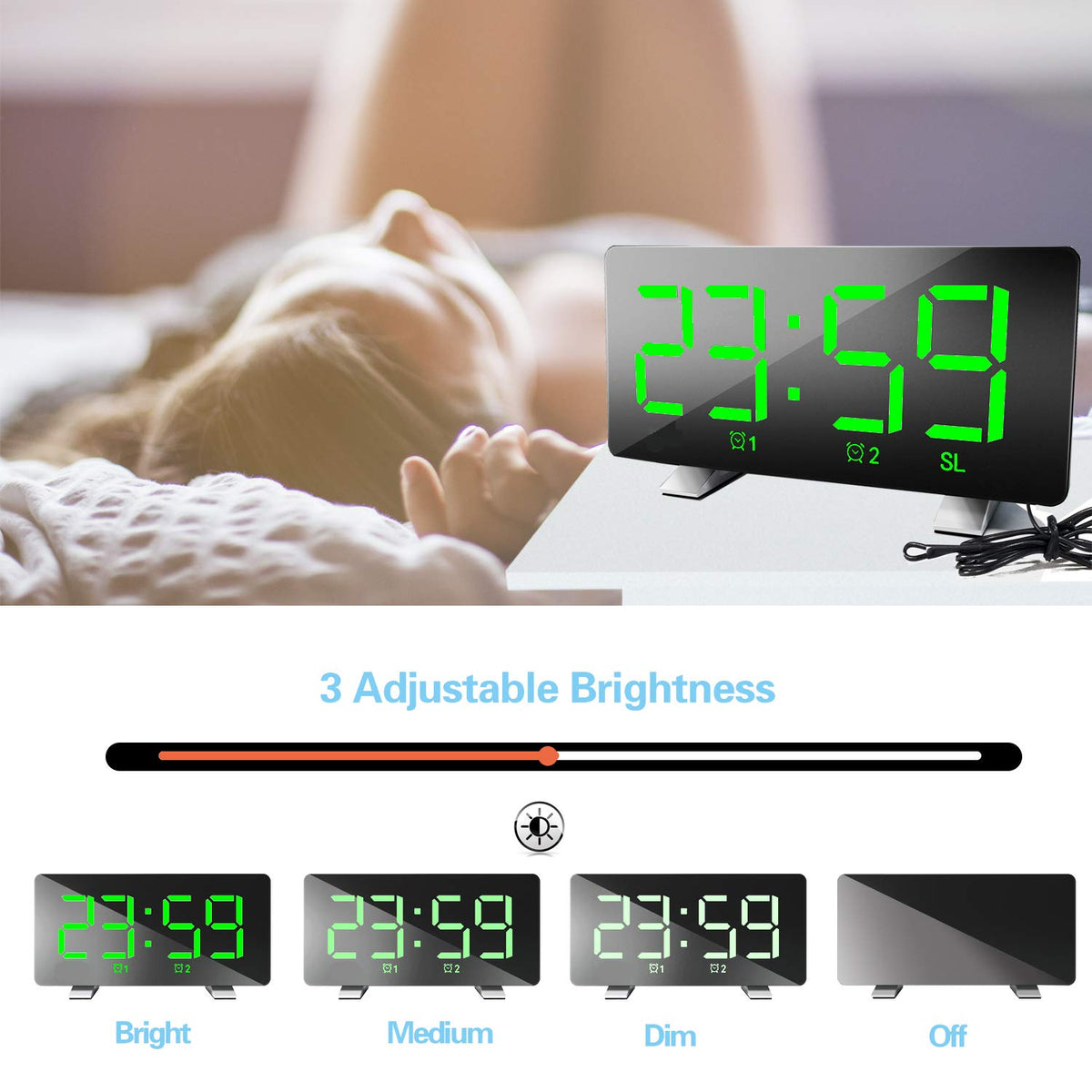 ThreeH snooze feature offers a gentle 9-minute nap.