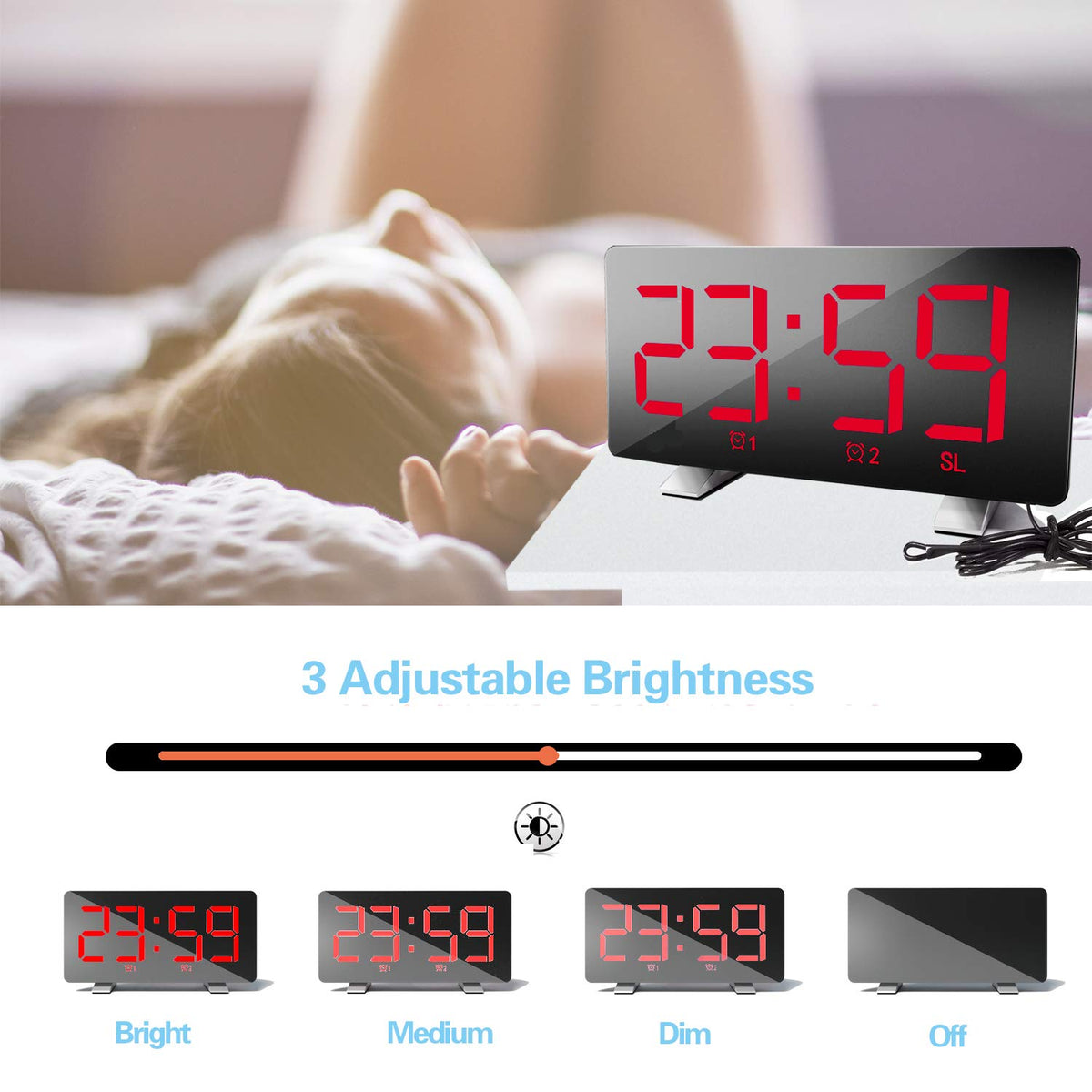 ThreeH Radio Clock with dual alarms ideal for couples.
