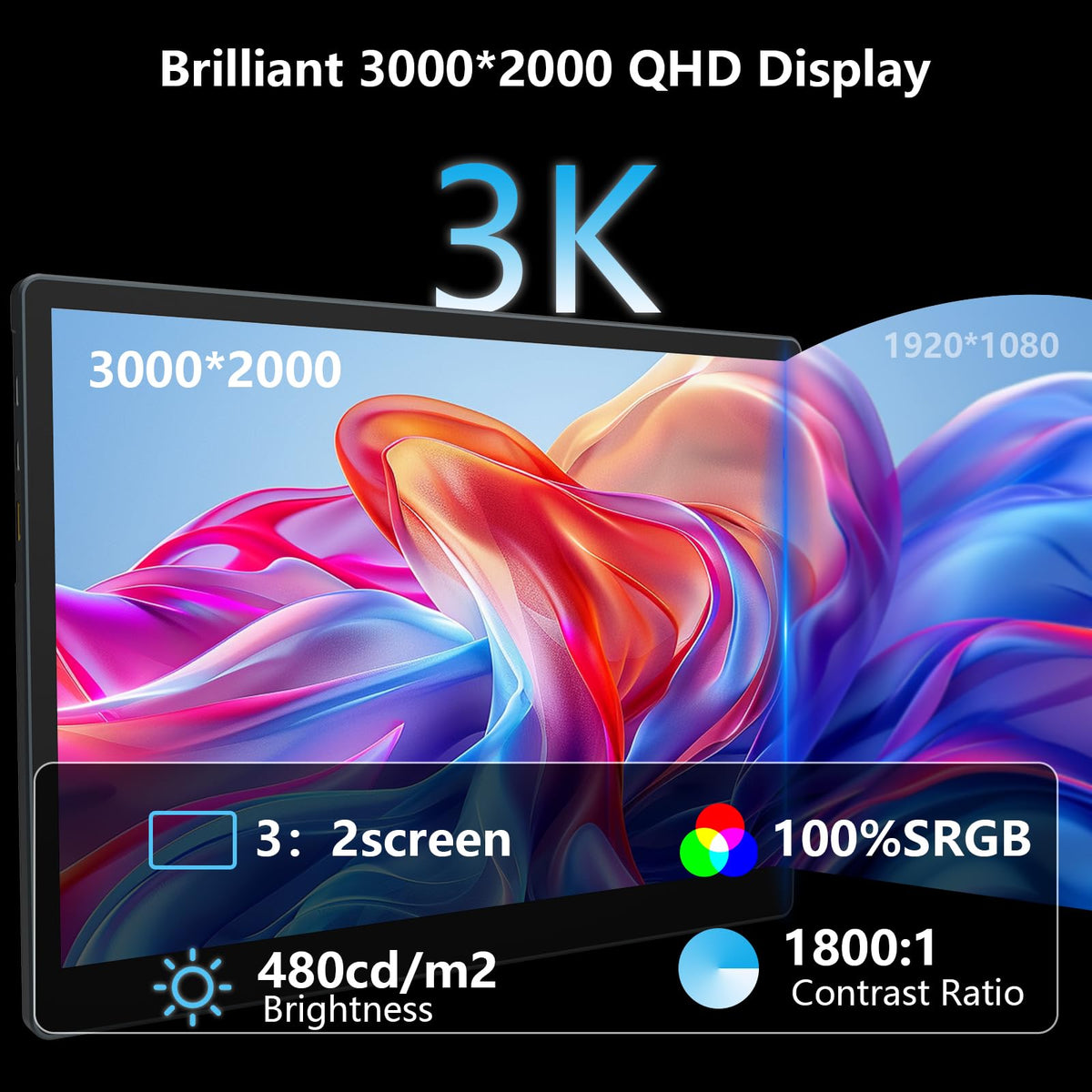 Thrygo portable monitor dual speakers for clear audio on the move.