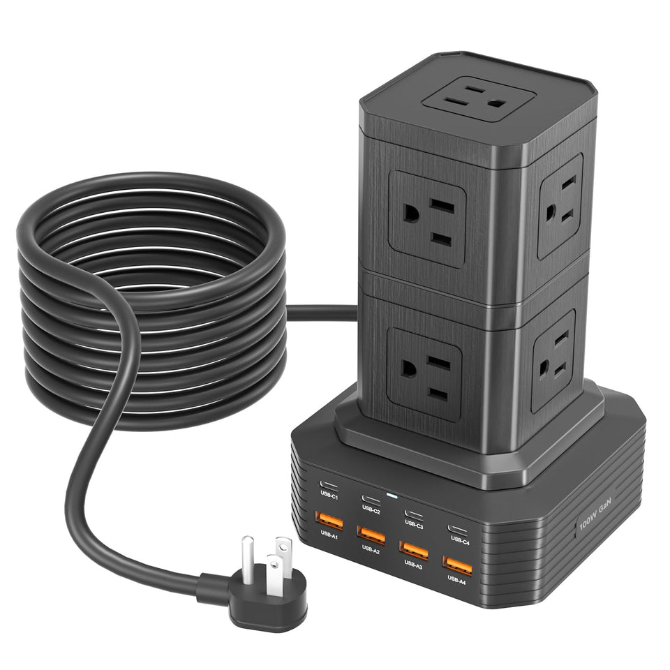 ThunderGo charging station compact design reduces desk clutter while powering multiple devices.