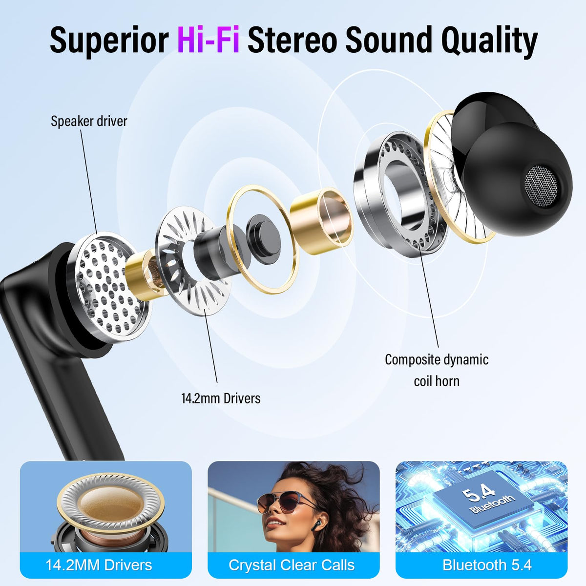 Thunelec earbud front profile showing ergonomic shape for secure comfortable wear