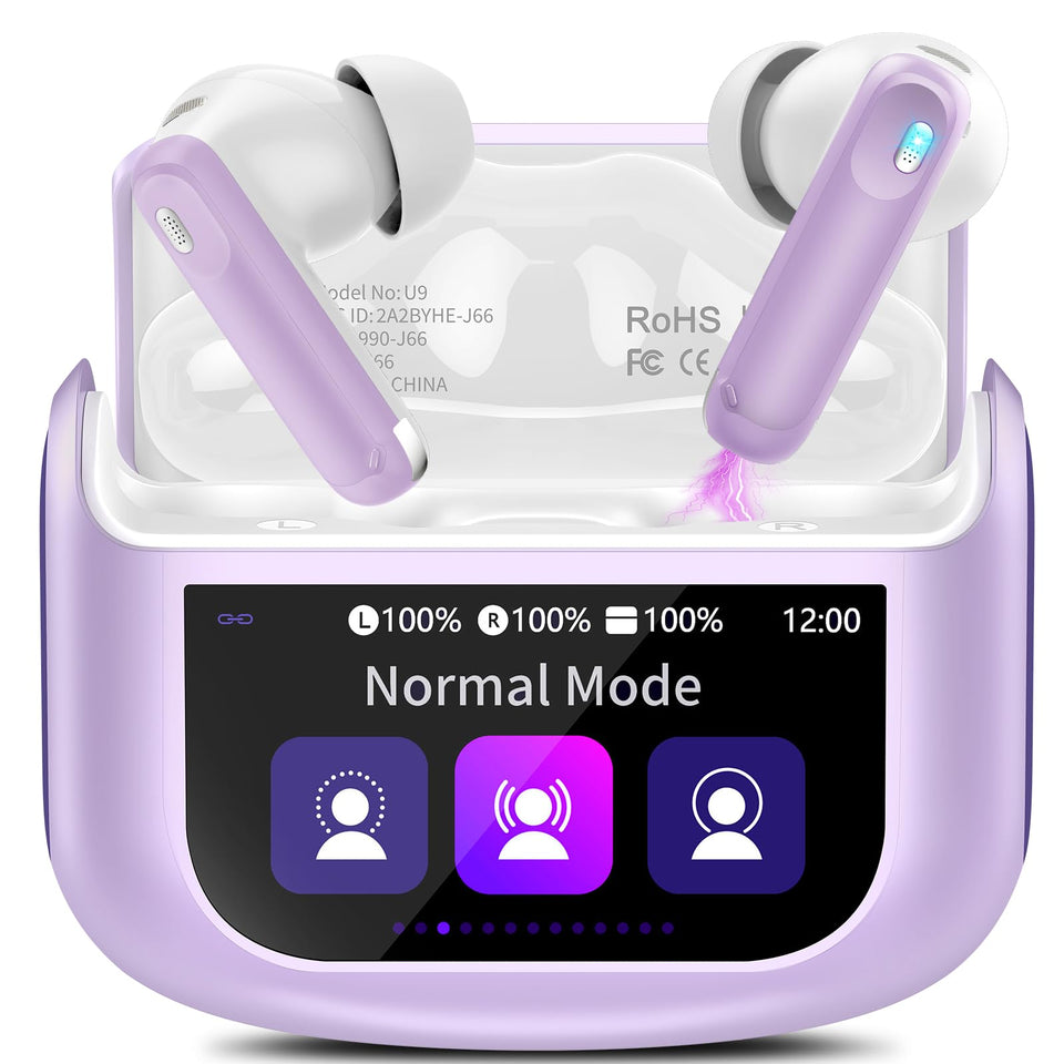 Thunelec charging case front with color display showing easy control and quick access