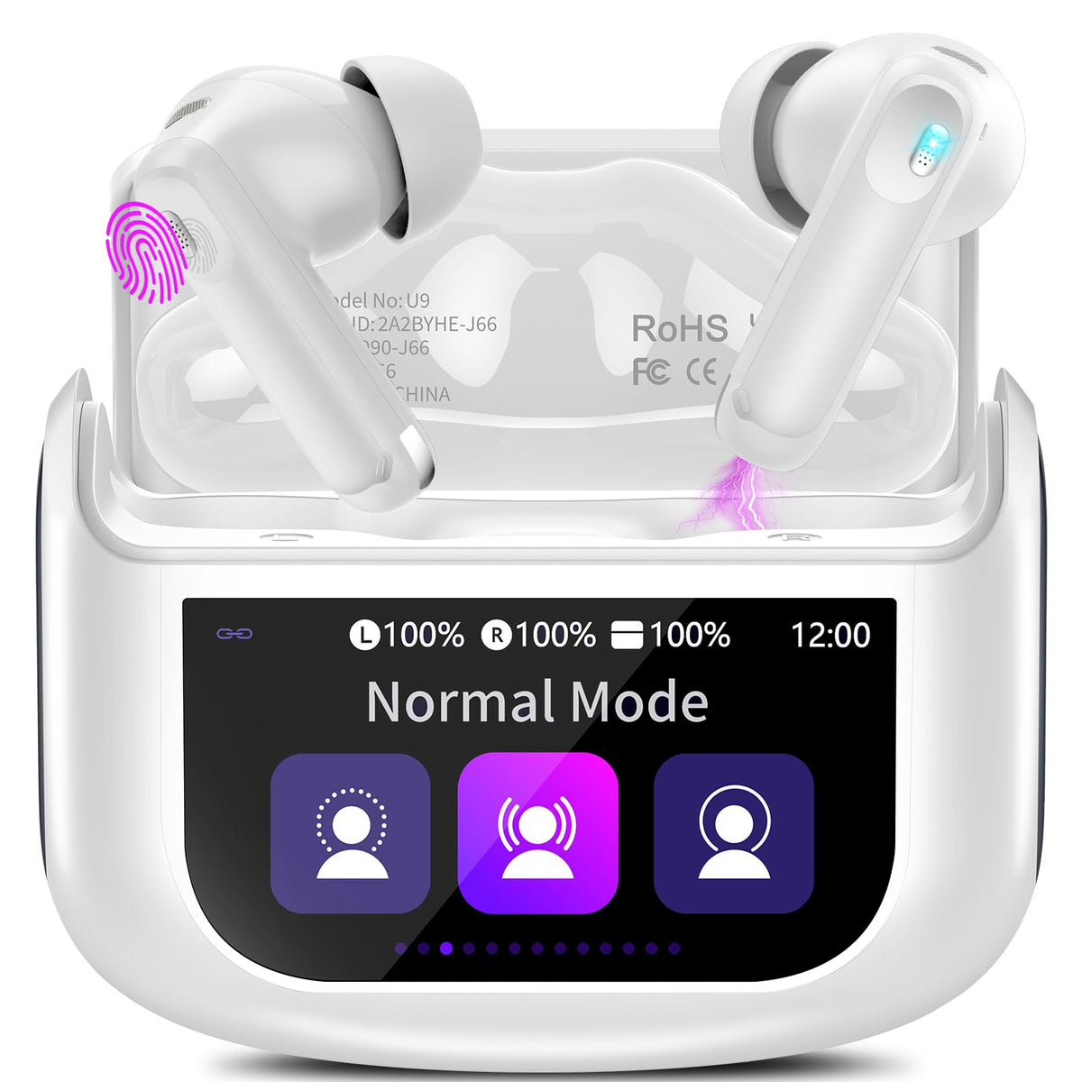 Thunelec front view charging case showing sleek design and easy access benefits