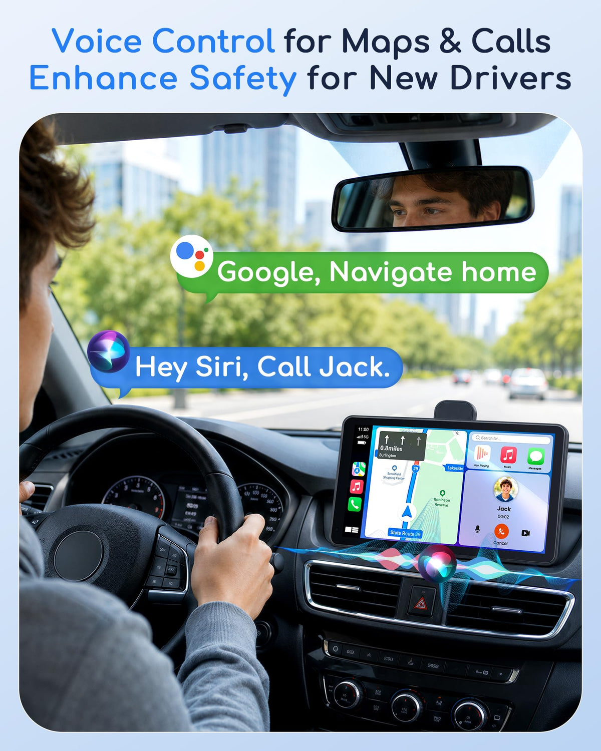 Thybro voice control enables hands-free maps and calls on the road.