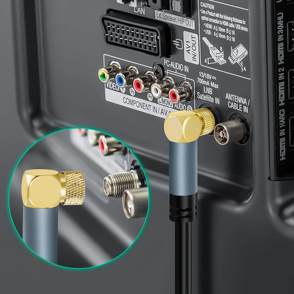 Thzzhnno straight male connector detail showing gold plating for reliable contact