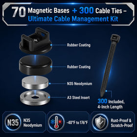 Tideme nylon cable ties bundle cables securely for easy reuse.
