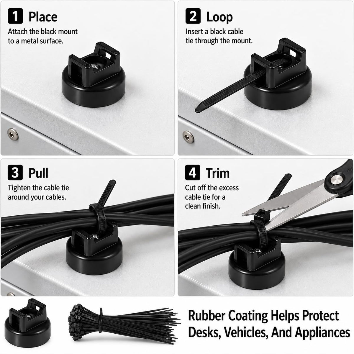 Tideme magnetic mounts organizing extension cords on a metal tool chest