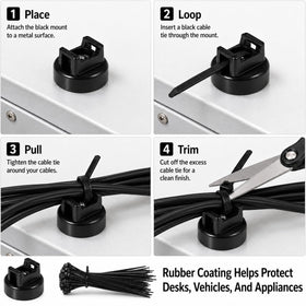 Tideme magnetic mounts organizing extension cords on a metal tool chest