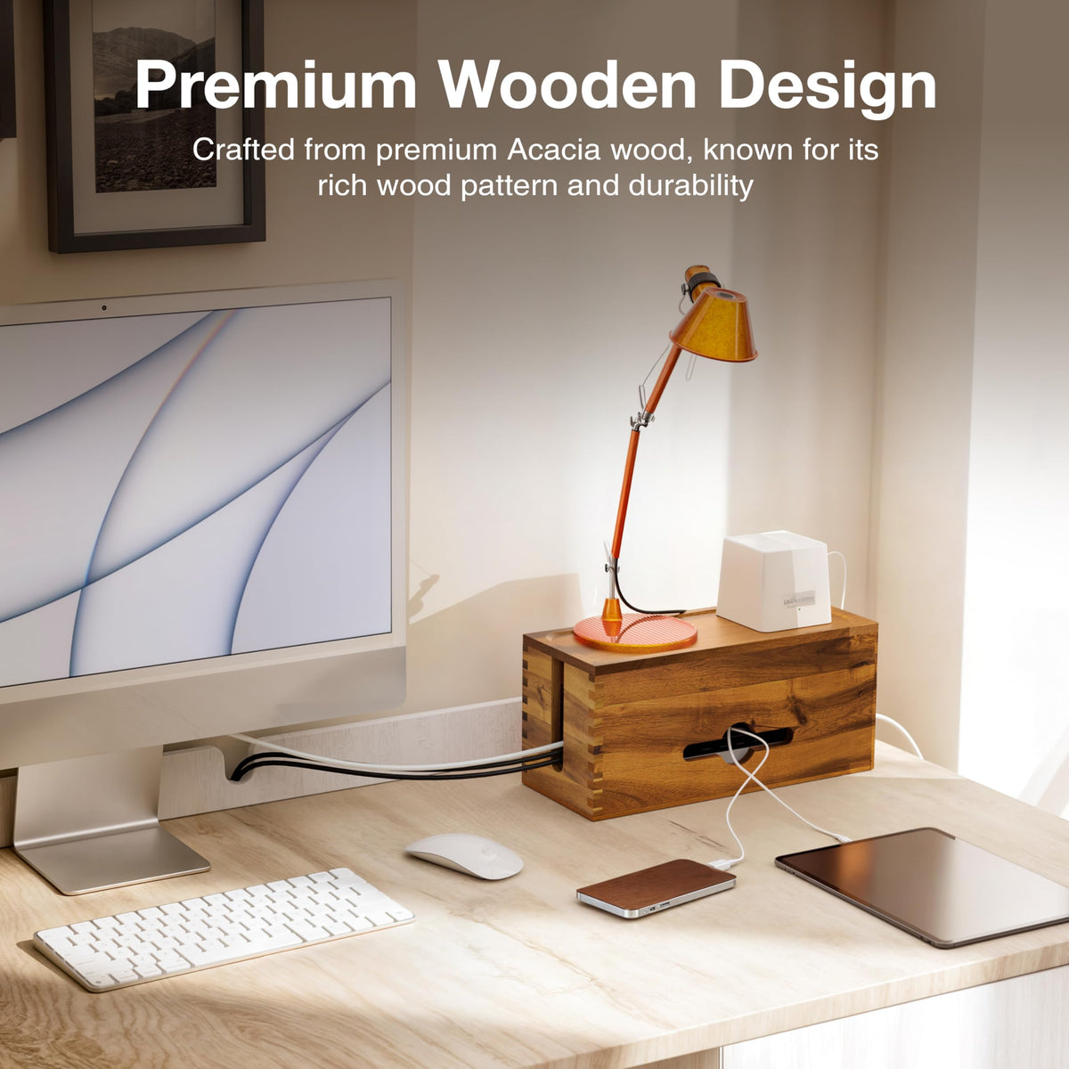 Tidita Acacia large cable box entertainment area keeps TV cables tidy
