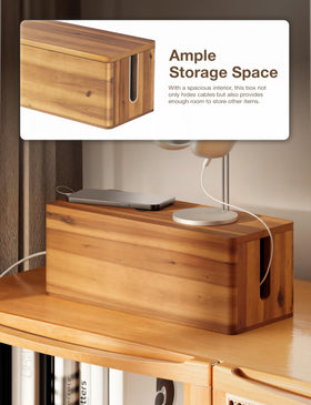 Tidita Acacia Wood Cable Box 16-inch length fits power strips neatly.
