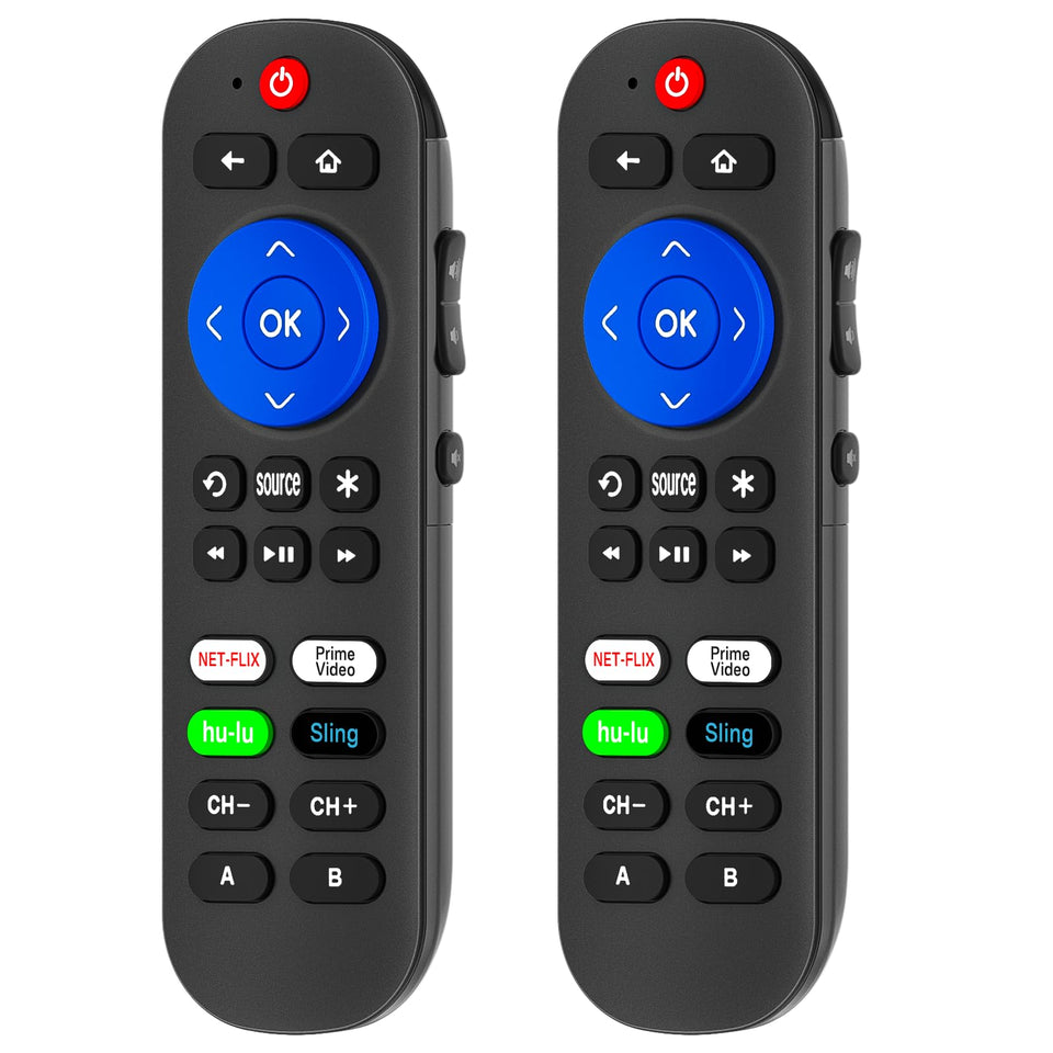 tiebutie Roku Ultra remote front view with ergonomic grip and layout