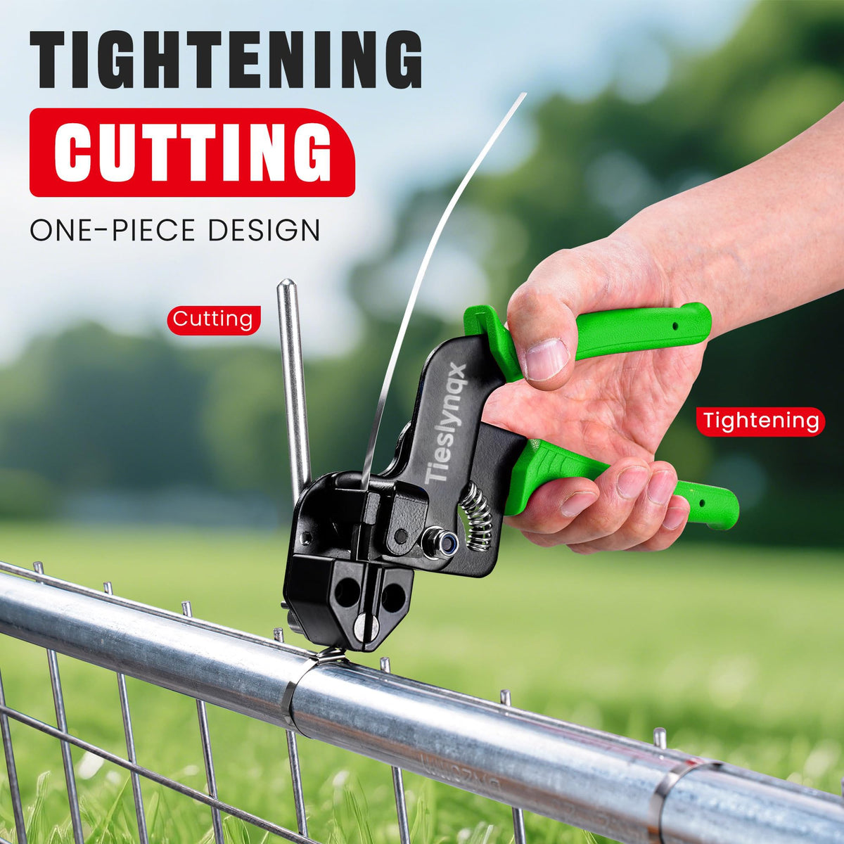 TiesLynqx tool in hand demonstrating ergonomic grip and fast use