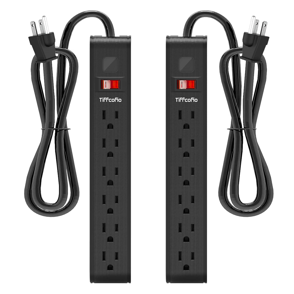 Tiffcofio power strip surge protector with six outlets for organized device charging