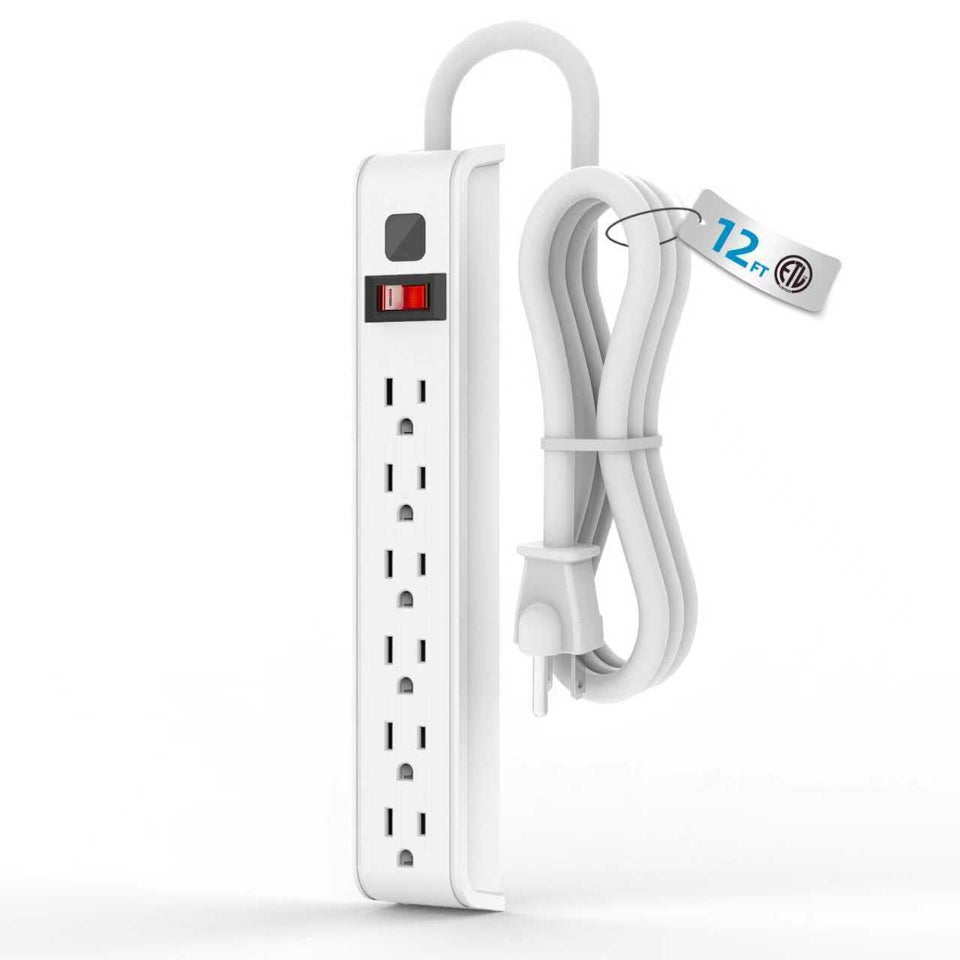 TIFFCOFIO surge protector with 6 outlets protects devices from spikes