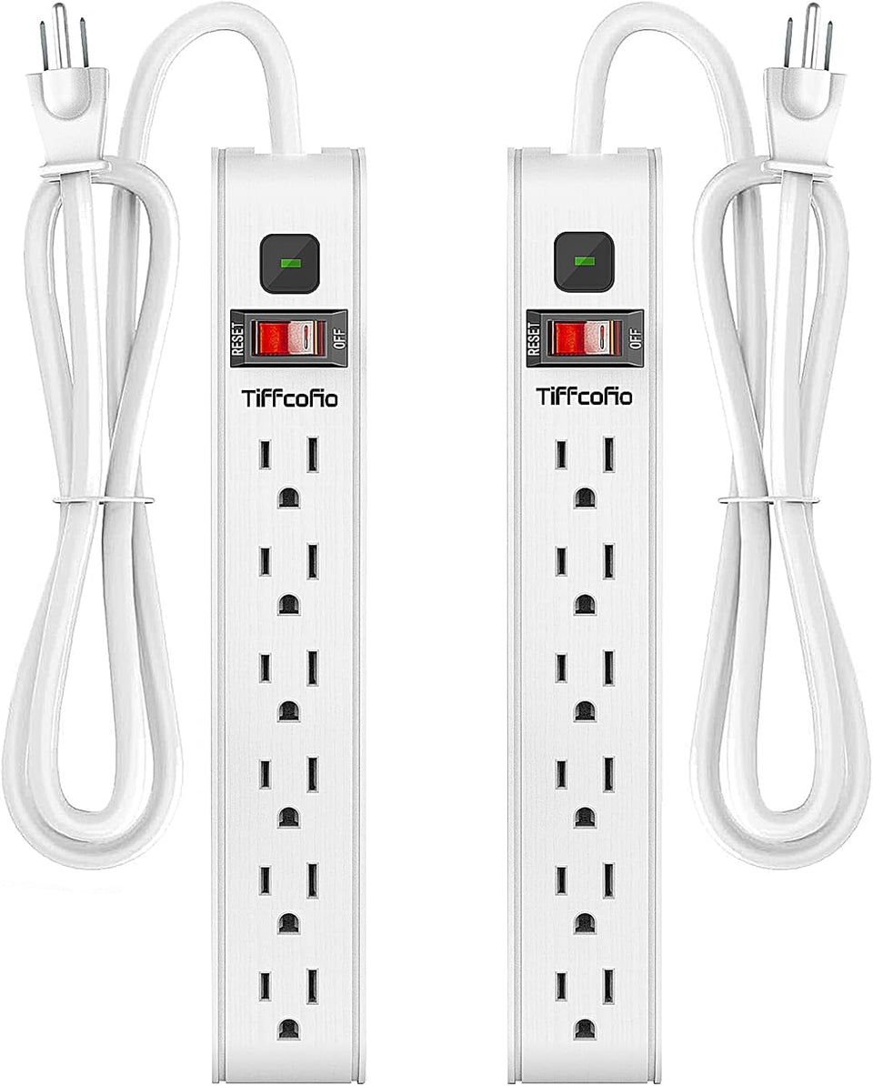 TiFFCOFiO surge protector with six outlets for home and office protection.