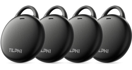 Tilphi Air Tracker Tags 4-Pack in black, compact design for Apple Find My.