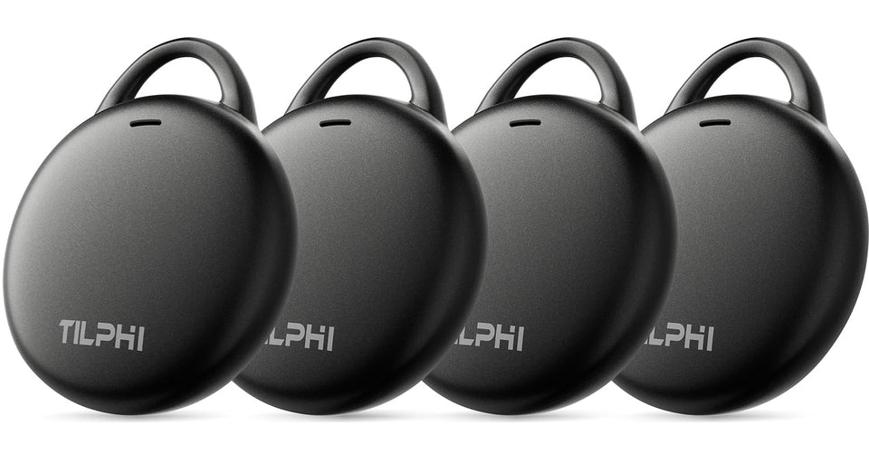 Tilphi Air Tracker Tags 4-Pack in black, compact design for Apple Find My.