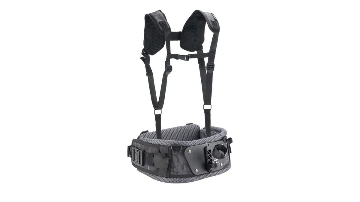 Tilta vest front view showing padded straps and ergonomic support to reduce arm fatigue