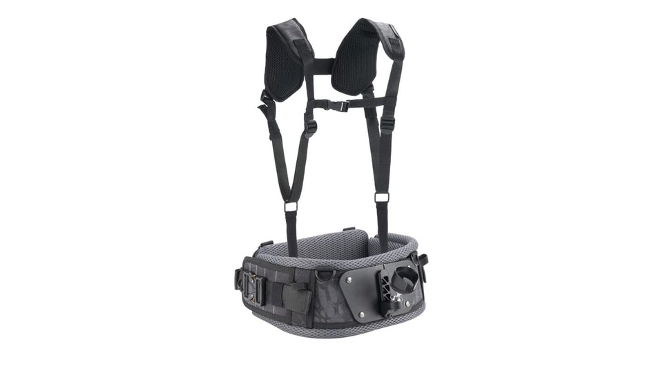 Tilta vest front view showing padded straps and ergonomic support to reduce arm fatigue