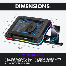 Tilted Nation cooling pad USB-C port close-up highlights fast connections.