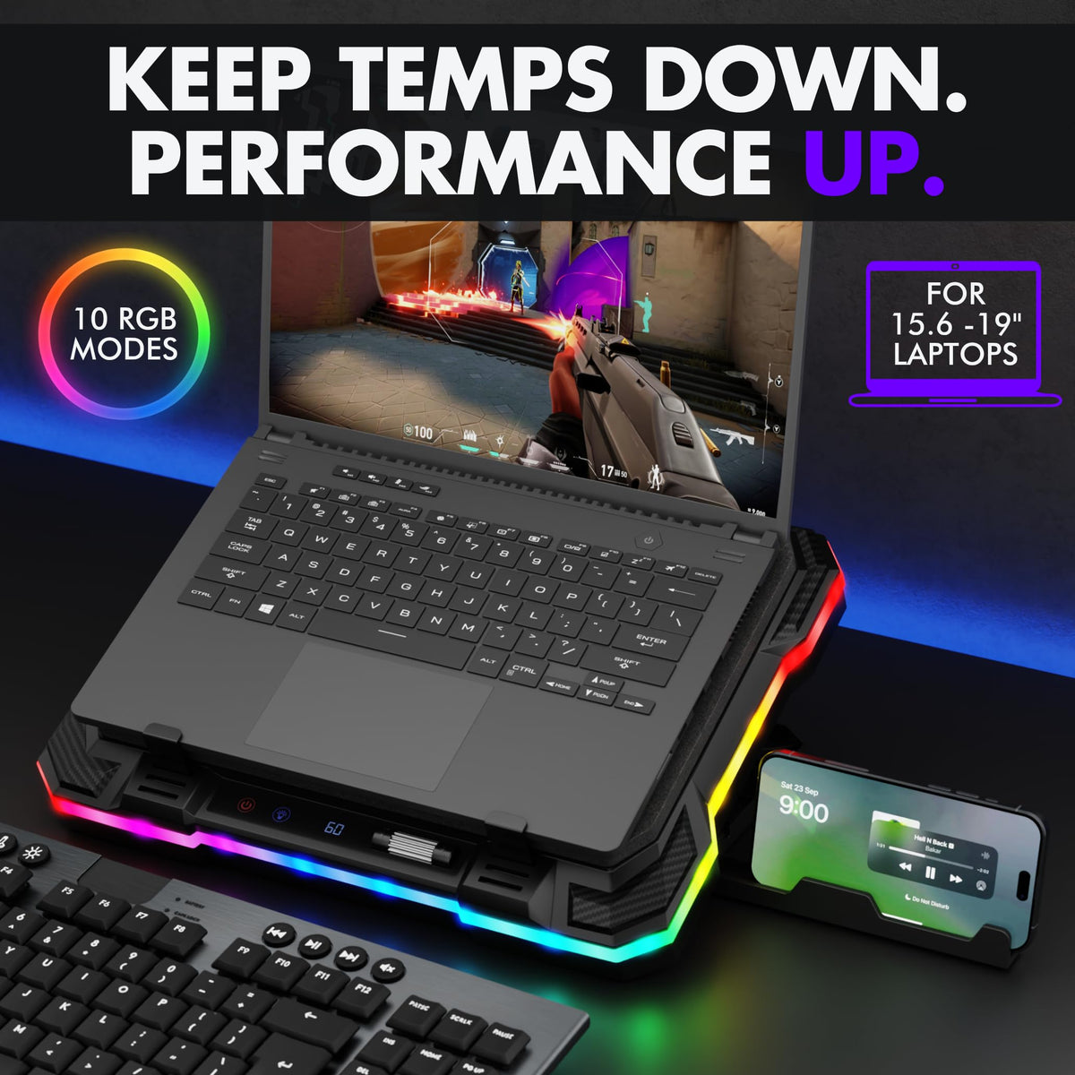 Tilted Nation cooling pad USB hub ports enable fast data transfer for peripherals.