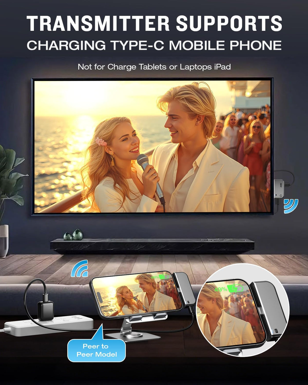 TIMBOOTECH charge‑while‑mirroring capability with USB‑C power pass