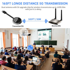 TIMBOOTECH long-range 165ft transmission across a large room.