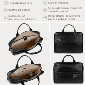 Time Resistance briefcase detachable shoulder strap offers versatile carrying options