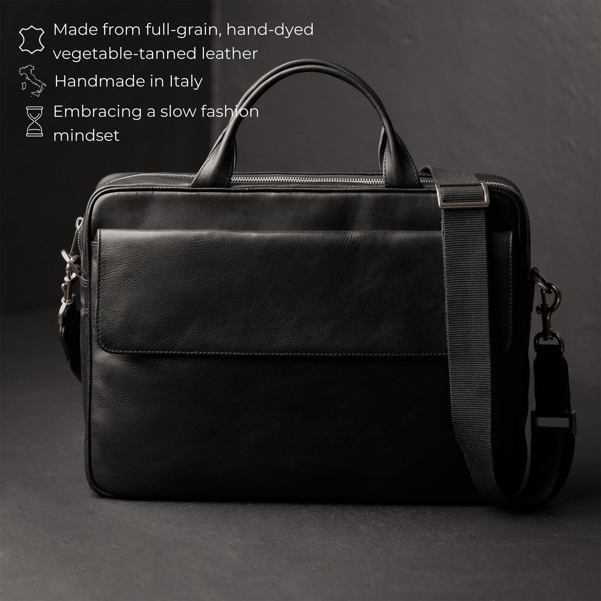 Time Resistance briefcase front pocket for quick-access essentials