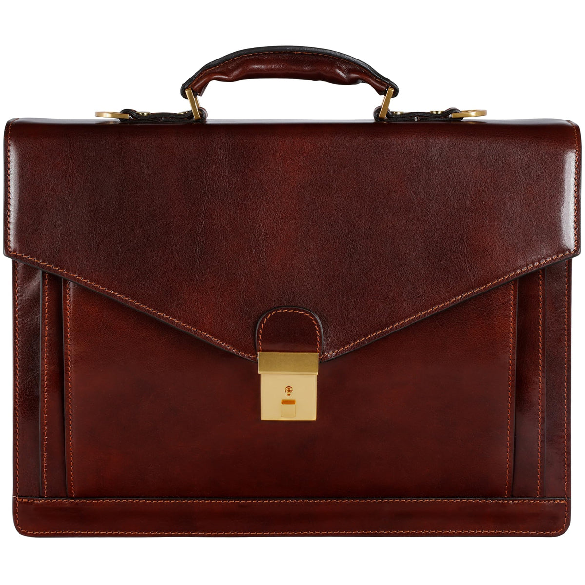 Time Resistance leather briefcase close-up shows rich texture and expert craftsmanship.