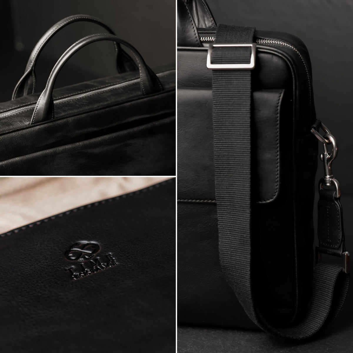 Time Resistance briefcase stitching details reveal durable handmade craftsmanship
