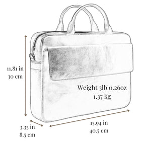 Time Resistance briefcase vintage leather texture emphasizes Italian handmade character