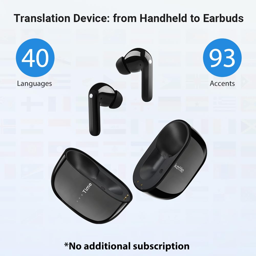 Timekettle M3 app setup interface simplifies language pairing and updates.