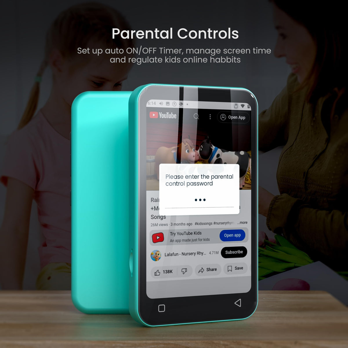 TIMMKOO kids mp3 player with WiFi for online music and downloads